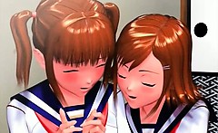 Adorable Anime Girl Rubbing Her Coeds Lusty Cunt