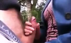 Getting A Handjob Outside