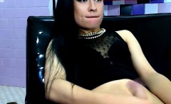 Latina Shemale Jerking her Cock