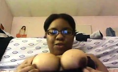 Chubby Ebony Nerd Masturbates