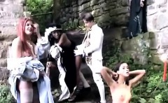 Horny perv makes hoy sista kneel outdoor to suck off his