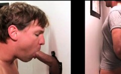 Gay craving for cum sucks cock on gloryhole