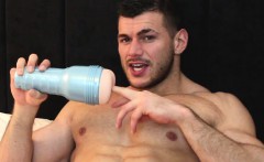 moist asshole fleshlight plunged by muscle hunk