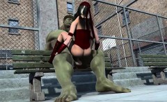 Big Titted Babe Fucked By Green Hulks Humongus Cock