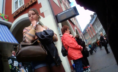 Hidden upskirt in public place