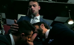 Big dick gay threesome and cumshot