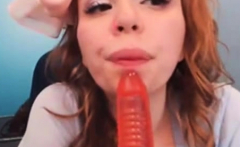 Red Head Cutie Dildo Suck