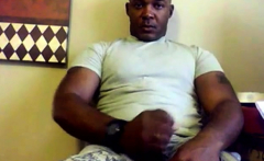 Beefy Black Soldier Jerks Off & Cums