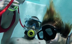 Minnie Manga And Marcie Blow Huge Cock In The Pool