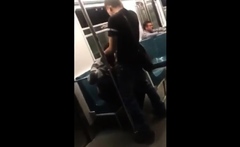 Asian twink get's BJ from older man in a subway