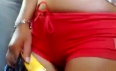 Candid Voyeur Mound In Short Shorts On Bus
