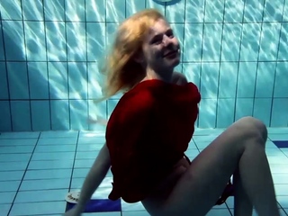Russian teenie Lucie goes underwater swimming