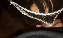 Crossdresser slut sucking black cock POV