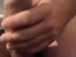 Dad wanking off his big uncut cock