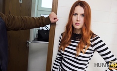 HUNT4K. Hunter fucks gorgeous redhead in the public restroom