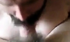 Bearded daddy sucks big hairy cock