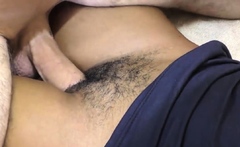 Black hairy cunt ready for big white cock