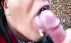 A cum sucker in the woods