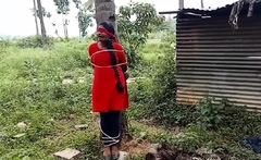 indian girl tied to a tree