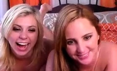 Amateur blonde and brunette lick each other