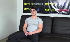 Buffed Geek Jerking Off During Casting