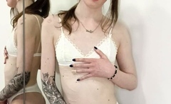 Shemale tranny enjoying solo masturbation