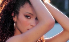 Curly Hair Latina Posing In Lingerie