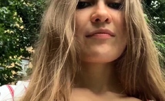 Czech amateur bangs outdoor pov