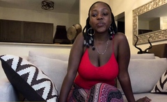 Big black naturals bouncing at casting