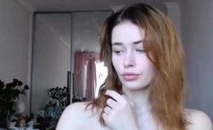 Petite amateur redheaded teen pisses and sucks cock