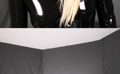 Latex slut solo anal masturbation