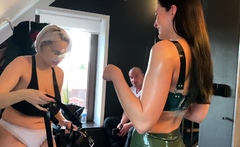 Blonde and Brunette Lesbians Scissor Fuck