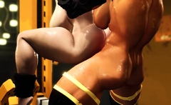 Busty futa sex android with a hude dick fucks muscle girl