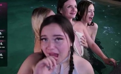Coed amateur teens group sex in dorm room