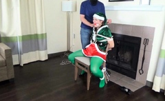 Hot brunette amateur MILF rides hubbys cock