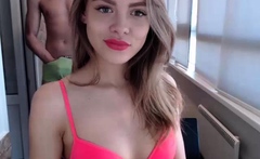 Brunette amateur webcam babe pleases pussy