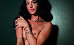 Nervous teen showing her nipple piercegs