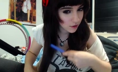 Hot amateur busty brunette masturbate in webcam