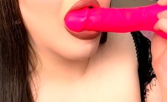 Amateur redhead poses and masturbates with toys