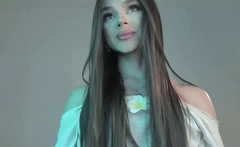 Solo shemale amateur with big tits masturbating