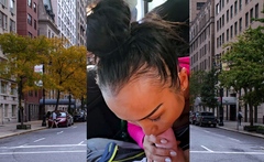 Public POV blowjob by busty Asian MILF