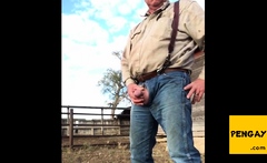 Farmer Daddy Caught Peeing Outdoors