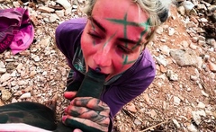 Outdoor BJ and Facial Slut Takes a Load in Public