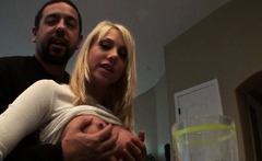 Sexy blonde gets nipples twisted